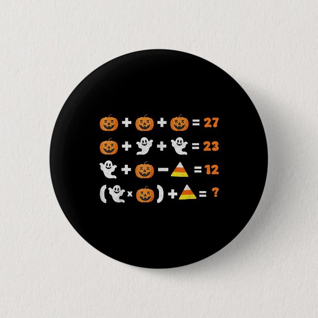 Badge Rond 5 Cm Funny 67 Meme Pumpkin Ghost Math Teacher Halloween (Devant)