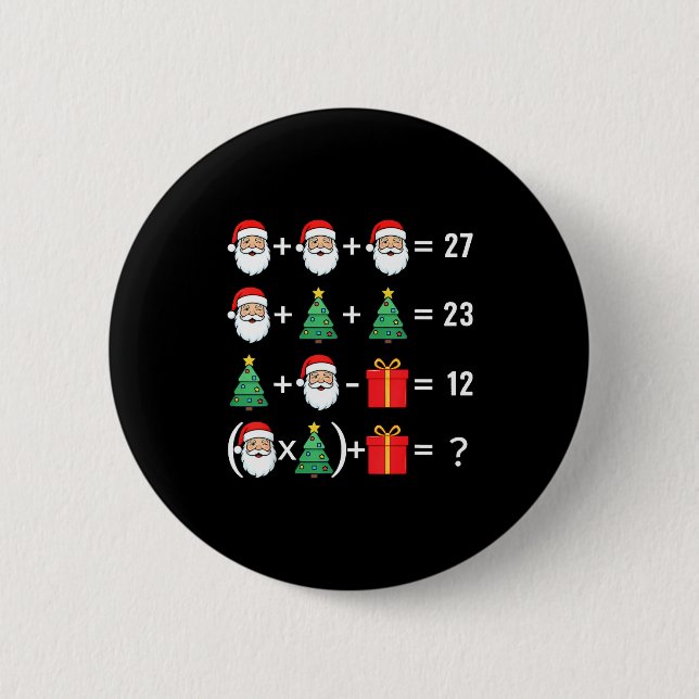Badge Rond 5 Cm Funny 67 Santa Tree Math Teacher Christmas Xmas Hu (Devant)