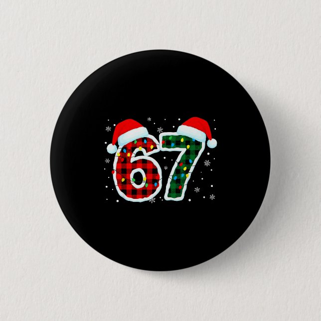 Badge Rond 5 Cm Funny 67 Six Seven Meme Christmas Pajamas Holiday  (Devant)