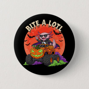 Badge Rond 5 Cm Funny Axolotl Vampire Halloween Monster Truck