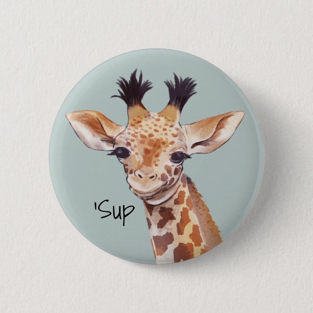 Badge Rond 5 Cm Funny Baby Giraffe personnalisée (Devant)