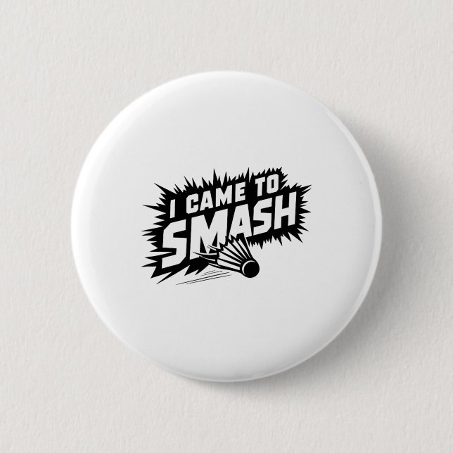 Badge Rond 5 Cm Funny Badminton Player Humour Smash Shuttle (Devant)