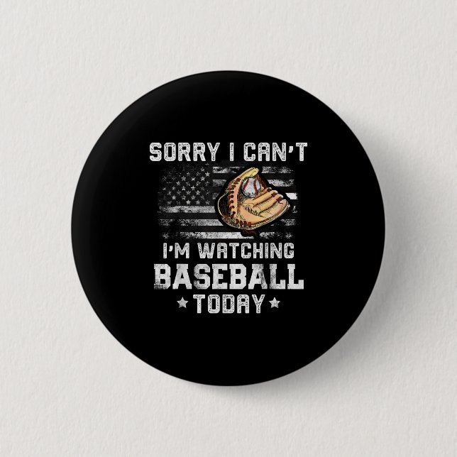 Badge Rond 5 Cm Funny Baseball Boys Désolé Je ne peux pas regarder (Devant)