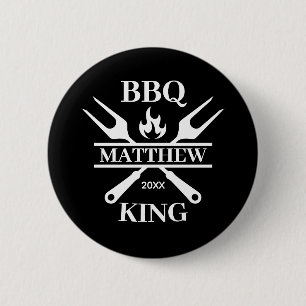 Badge Rond 5 Cm Funny BBBQ Grill Master Barbecue personnalisé King