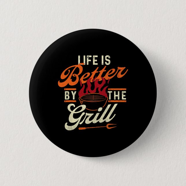 Badge Rond 5 Cm Funny Bbq Shirts Life Is Better  (Devant)
