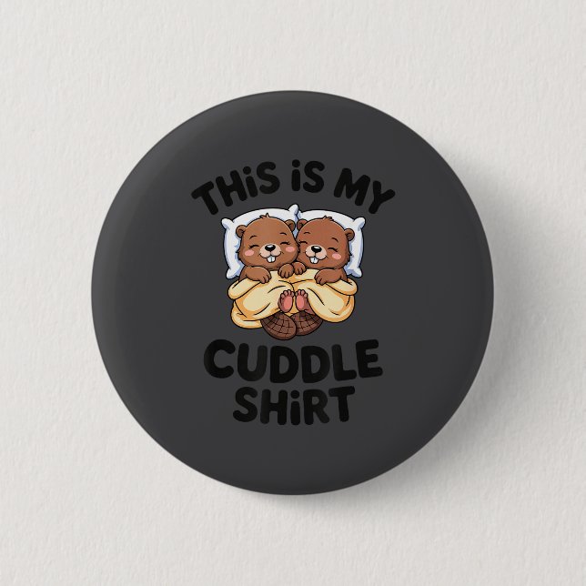 Badge Rond 5 Cm Funny Beaver Couple This Is My Cuddle  (Devant)