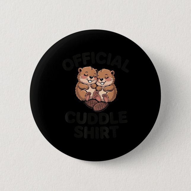 Badge Rond 5 Cm Funny Beavers Hugging Cuddle  (Devant)