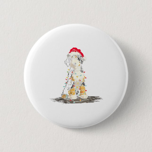 Badge Rond 5 Cm Funny Bernedoodle Christmas Graphics Dog Lights Lo (Devant)