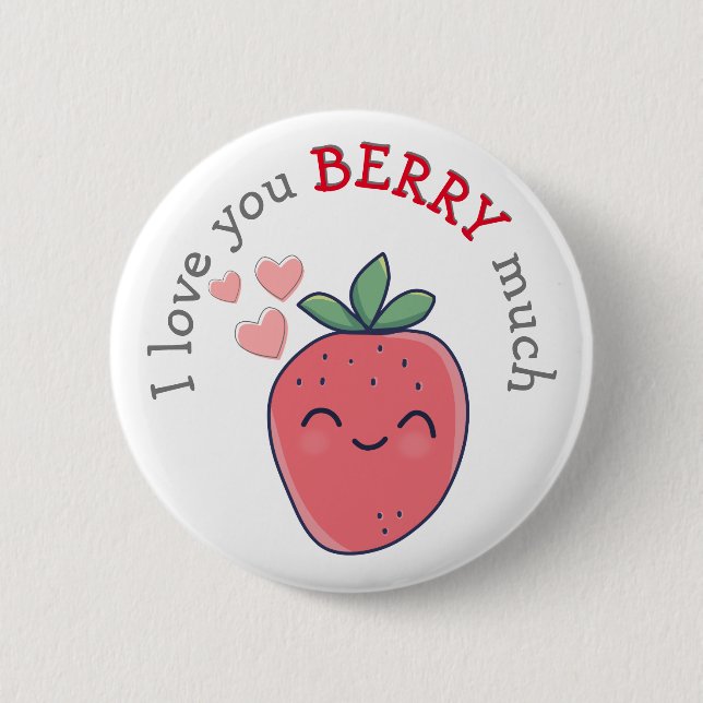 Badge Rond 5 Cm Funny Berry I Love You (Devant)