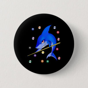 Badge Rond 5 Cm Funny Billard piscine requin mâle
