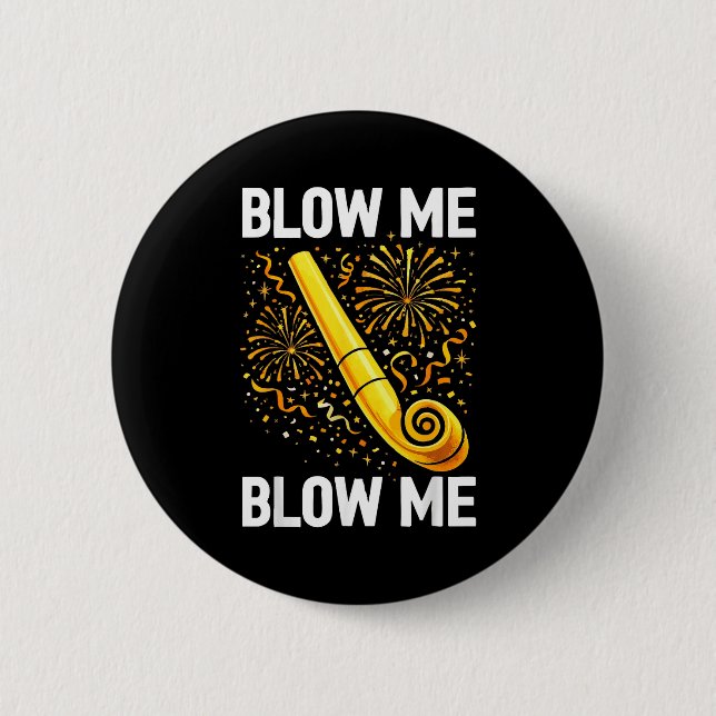 Badge Rond 5 Cm Funny Blow Me Kiss Me Happy New Year Couple Matchi (Devant)