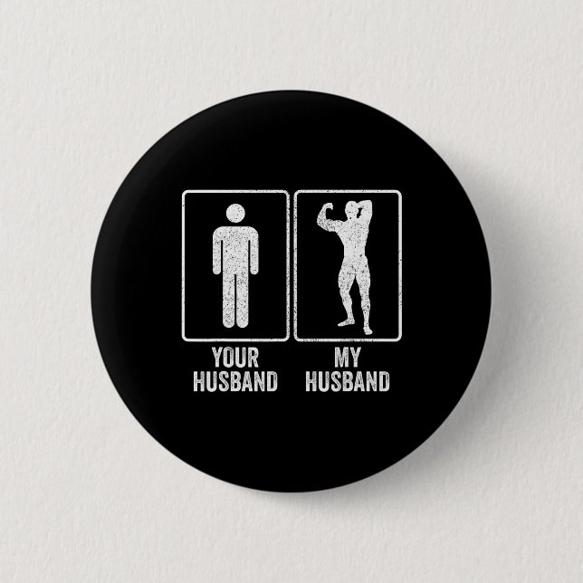 Badge Rond 5 Cm Funny Bodybuilder Bodybuilding Mari Relation (Devant)