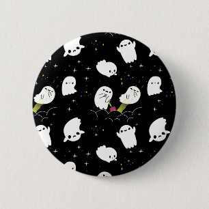 Badge Rond 5 Cm Funny Boo Halloween Ghost Adventure Chasse au trés