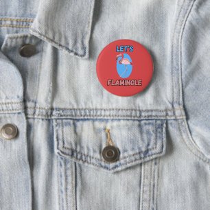Badge Rond 5 Cm FUNNY ! Bouton - Flamingle - Flamant rose