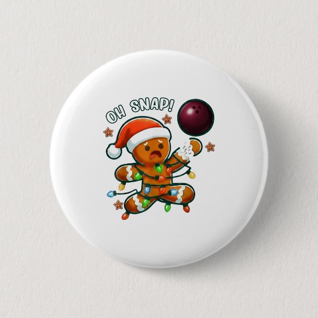 Badge Rond 5 Cm Funny Bowling Gingerbread Cookie Lights Oh Snap Gi (Devant)