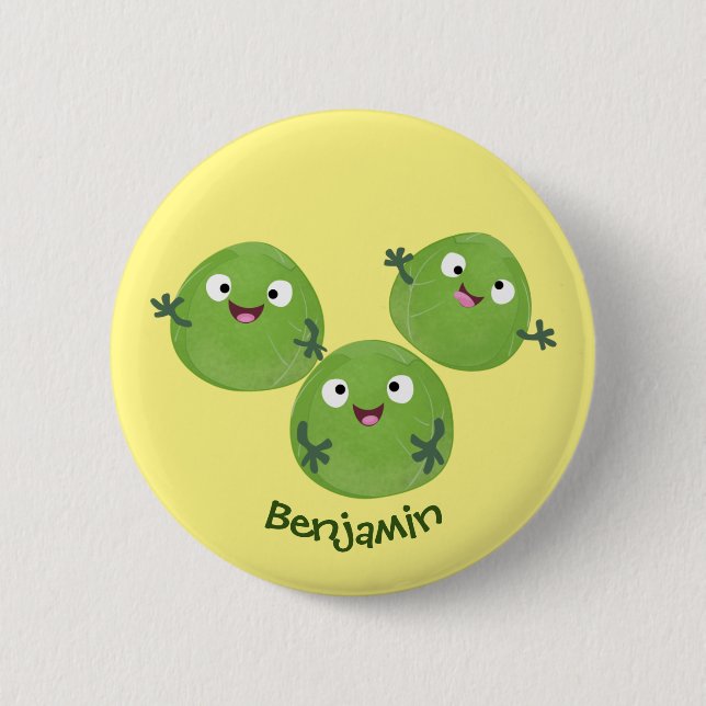 Badge Rond 5 Cm Funny Brussels sprouts légumes caricature (Devant)