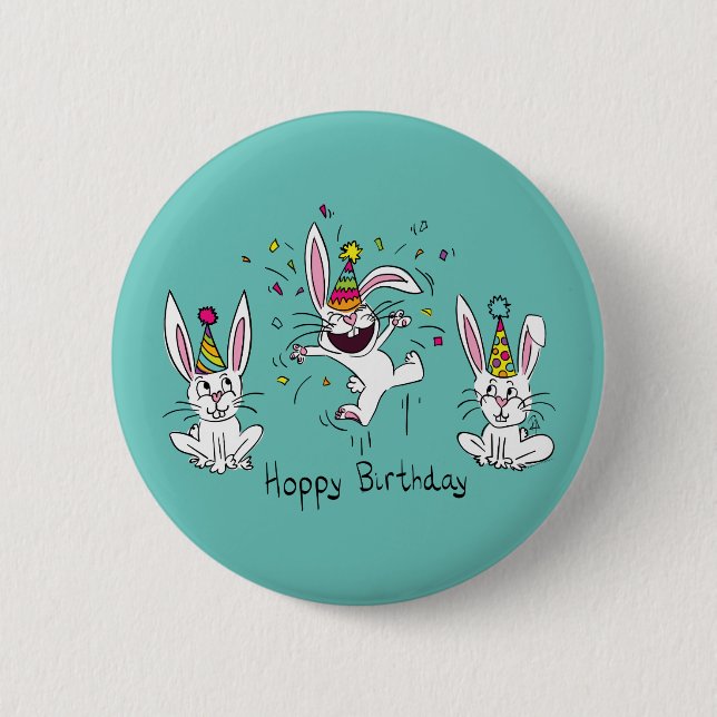 Badge Rond 5 Cm Funny Bunny Enfants d'anniversaire (Devant)