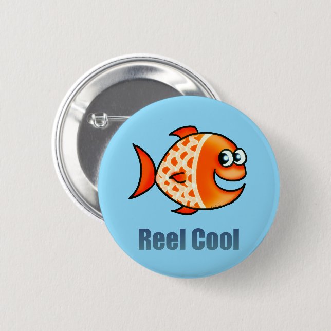 Badge Rond 5 Cm Funny Cartoon Fish Ocean Pun (Devant & derrière)