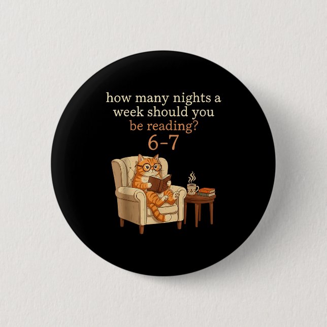 Badge Rond 5 Cm Funny Cat Reading 6-7 Meme Englieacher Book Lover  (Devant)