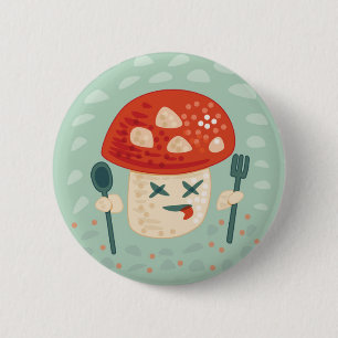 Badge Rond 5 Cm Funny Champignons Caractère alimentaire Oddity biz