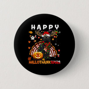 Badge Rond 5 Cm Funny Chat noir Halloween Chat de Noël Happy Hall