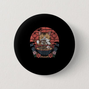 Badge Rond 5 Cm Funny Chat Ramen Graphic Tee Japonais Kawaii Anime