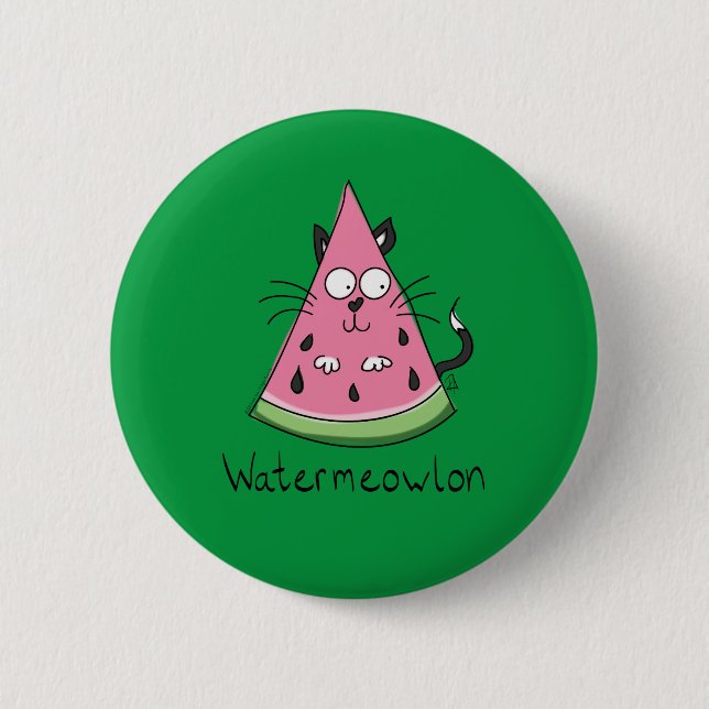 Badge Rond 5 Cm Funny Chat Watermelon mignon Kids (Devant)