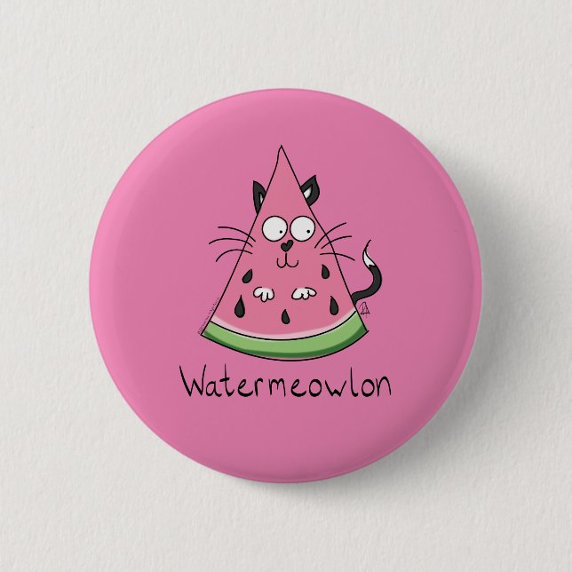 Badge Rond 5 Cm Funny Chat Watermelon mignon Kids (Devant)