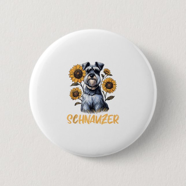 Badge Rond 5 Cm Funny Chien Schnauzer (Devant)