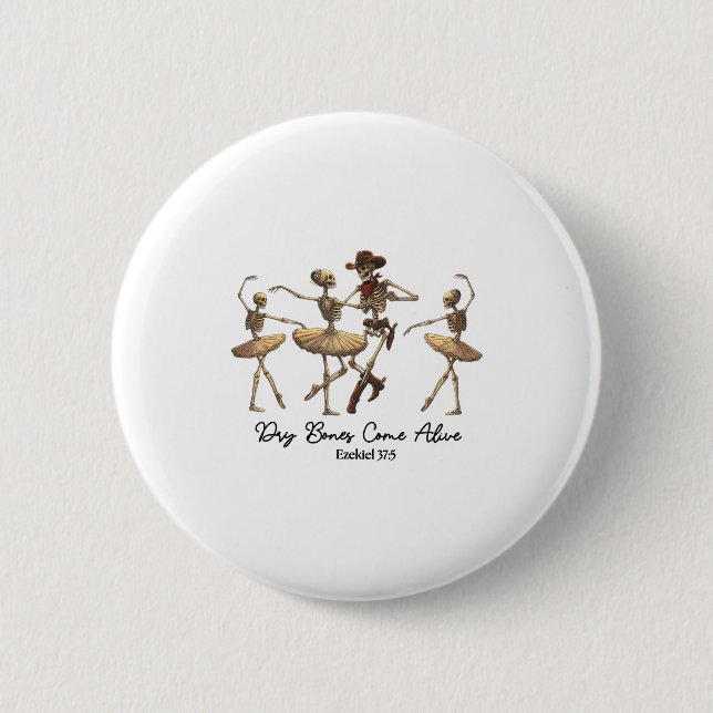Badge Rond 5 Cm Funny Christian Halloween Ballet Cowboy Skeleton P (Devant)