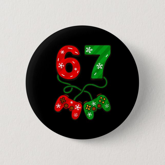 Badge Rond 5 Cm Funny Christmas 67 Meme Six Seven Video Games Game (Devant)