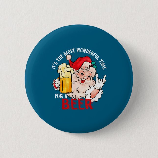 Badge Rond 5 Cm Funny Christmas Beer Meme Most Wonderful For Craft (Devant)