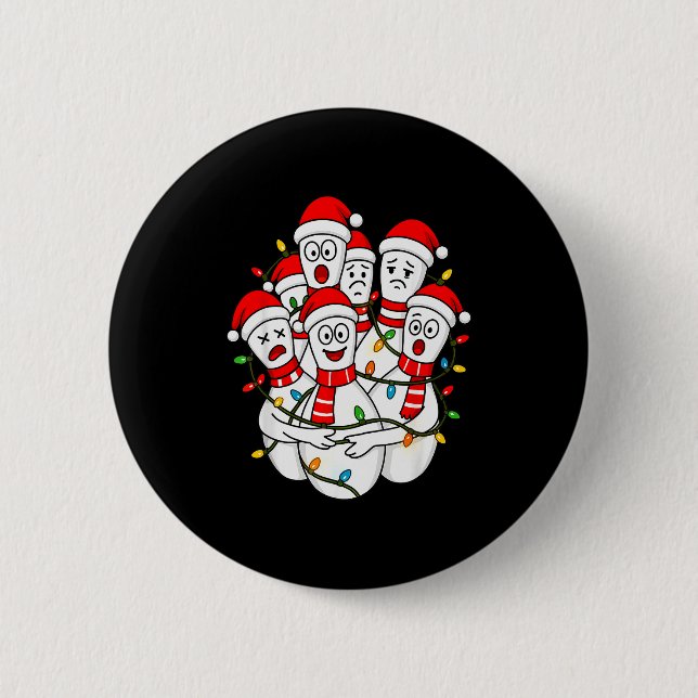 Badge Rond 5 Cm Funny Christmas Bowling Santa Bowling Ns Team Men  (Devant)