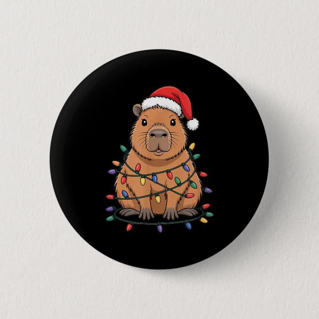 Badge Rond 5 Cm Funny Christmas Capybara Cute Cartoon Desing  (Devant)