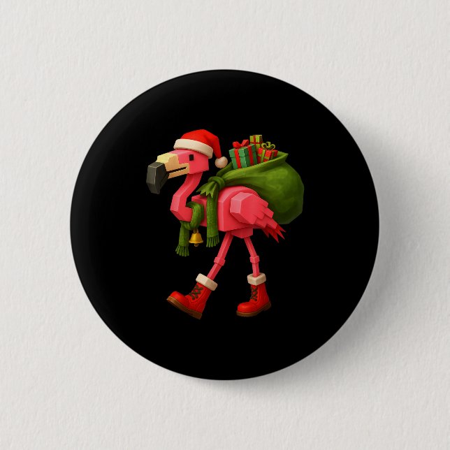 Badge Rond 5 Cm Funny Christmas Flamingo Santa Holiday Design  (Devant)