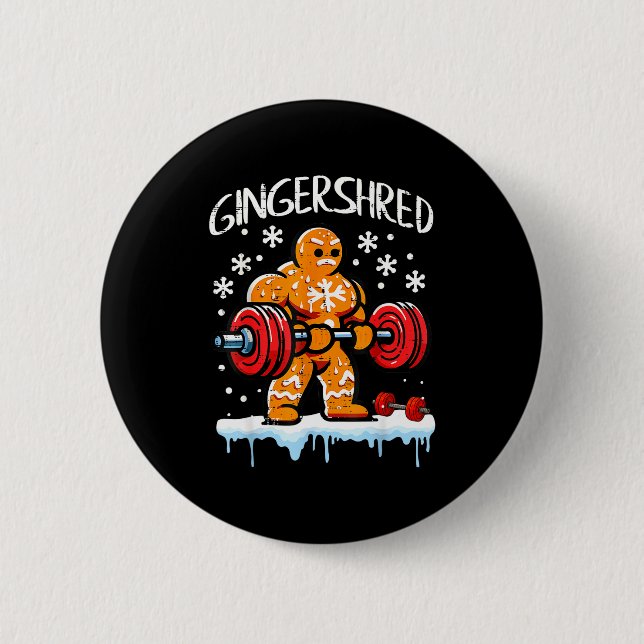 Badge Rond 5 Cm Funny Christmas Gingerbread Gingershred Gym Bodybu (Devant)