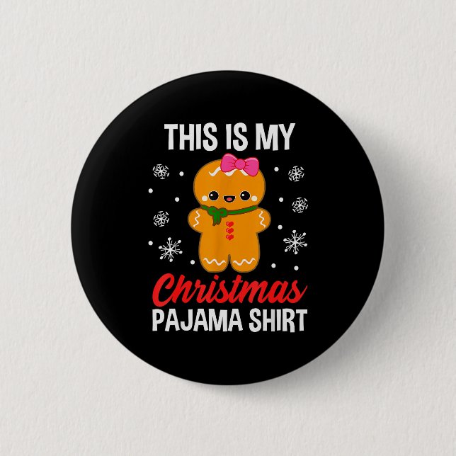 Badge Rond 5 Cm Funny Christmas Gingerbread Man Pajama Pj Outfit G (Devant)