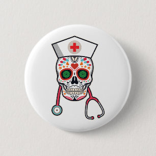 Badge Rond 5 Cm Funny Christmas Nurse Crew Reindeer Père Noël plai