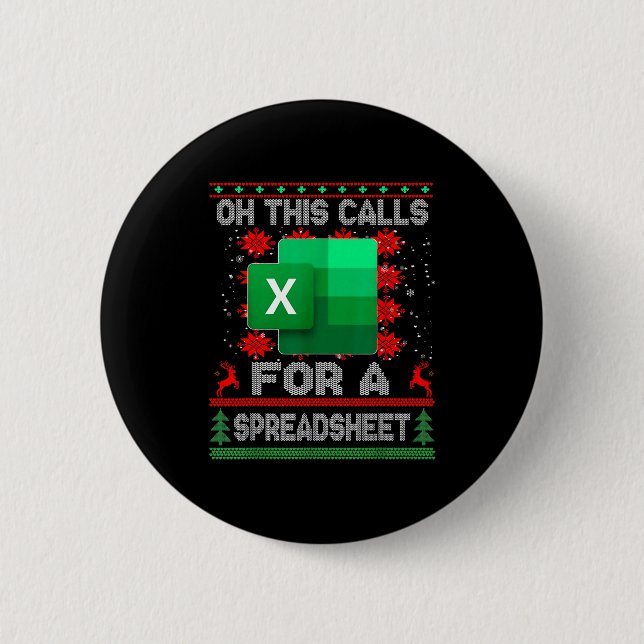 Badge Rond 5 Cm Funny Christmas Oh This Calls For A Spreadsheet Sa (Devant)