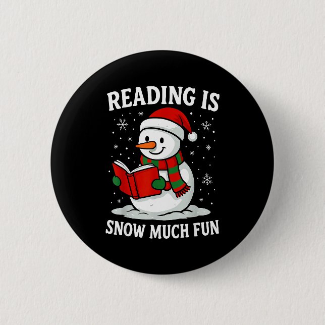Badge Rond 5 Cm Funny Christmas Reading Is Snow Much Snowman Book  (Devant)