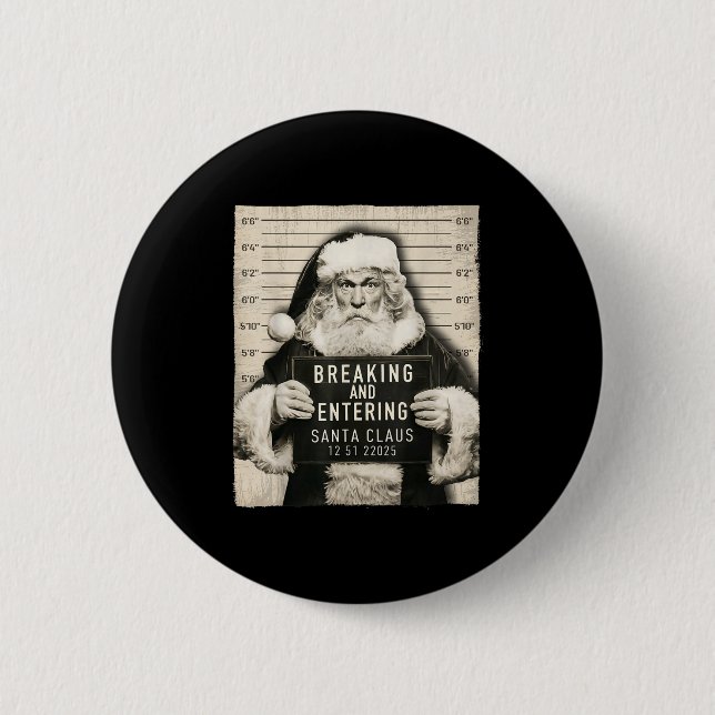 Badge Rond 5 Cm Funny Christmas Santa Claus Humor Mugshot Xmas Men (Devant)