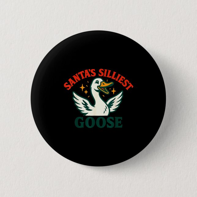 Badge Rond 5 Cm Funny Christmas Santas Silliest Goose Humor  (Devant)