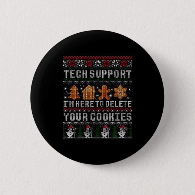 Badge Rond 5 Cm Funny Christmas Tech Suprt Computer  (Devant)