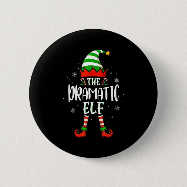 Badge Rond 5 Cm Funny Christmas The Dramatic Elf Family Matching X (Devant)