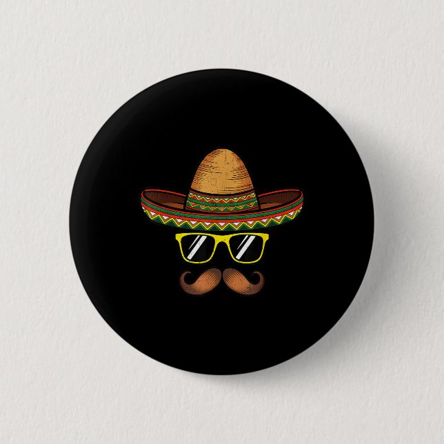 Badge Rond 5 Cm Funny Cinco De Mayo Funny Sombrero Casquette Avec  (Devant)