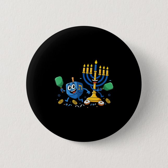 Badge Rond 5 Cm Funny Ckleball Dreidel Menorah Hanukkah Kids Women (Devant)