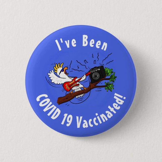 Badge Rond 5 Cm Funny cockatoo playing rock guitar cartoon  (Devant)