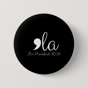 Badge Rond 5 Cm Funny Comma La Harris Pour Président 2024