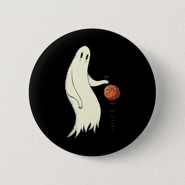 Badge Rond 5 Cm Funny Cool Ghost Dribbling Sketll - Halloween Sket (Devant)