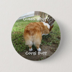 Badge Rond 5 Cm Funny Corgi Butt Devine Quel Humour Photo
